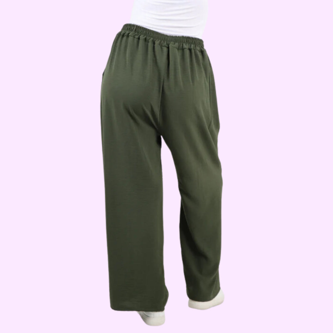 Italian Plain Elasticated Waist Side Pockets Cotton Trousers