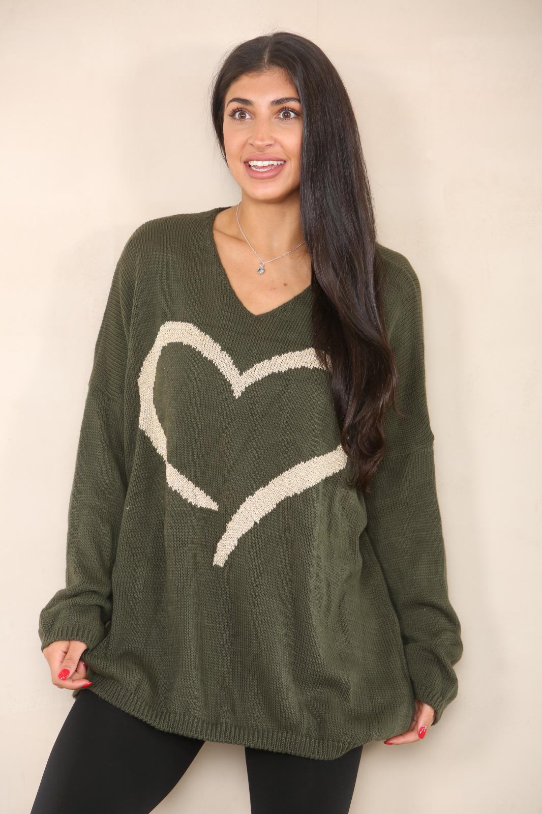 Oversized Heart Print Jumper