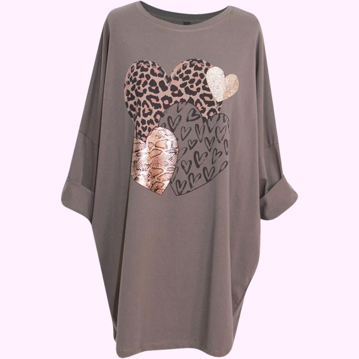 Italian Animal Heart Print Top