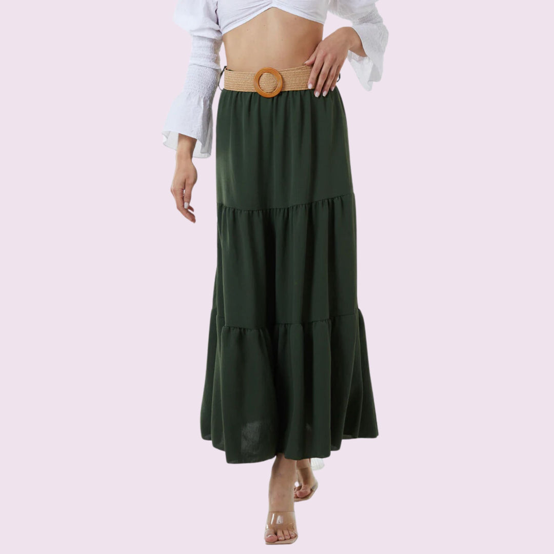 Belted Tired Maxi skirt