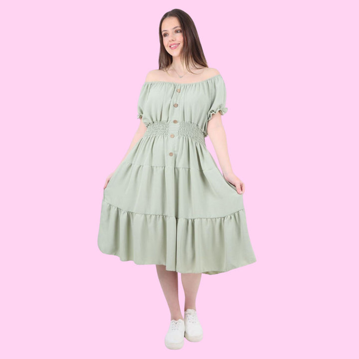 5 Button Magic Offsholder MIDI Dress