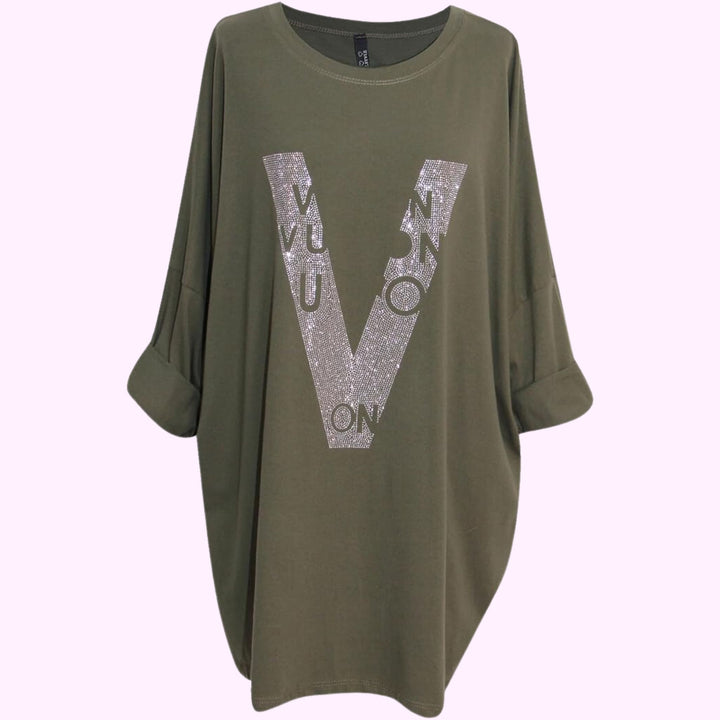 Italian Cotton Tunic Diamante Top