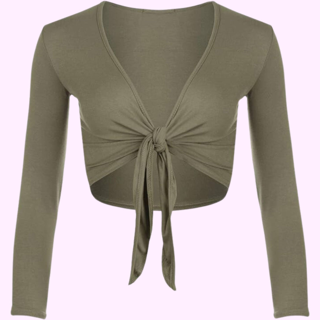 Long Sleeve Front Tie Crop Shrug