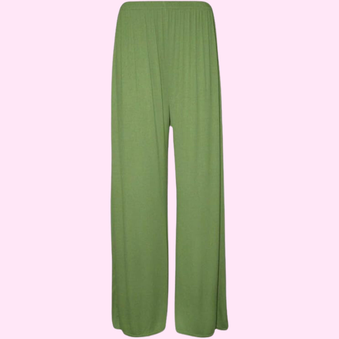 Womens Plain Wide Leg Palazzo Flared Trousers