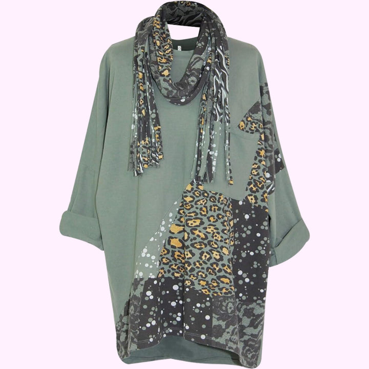 Italian Leopard Printed Scarf Top