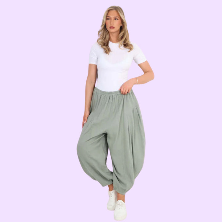 Italian Plain Linen Hareem Pants