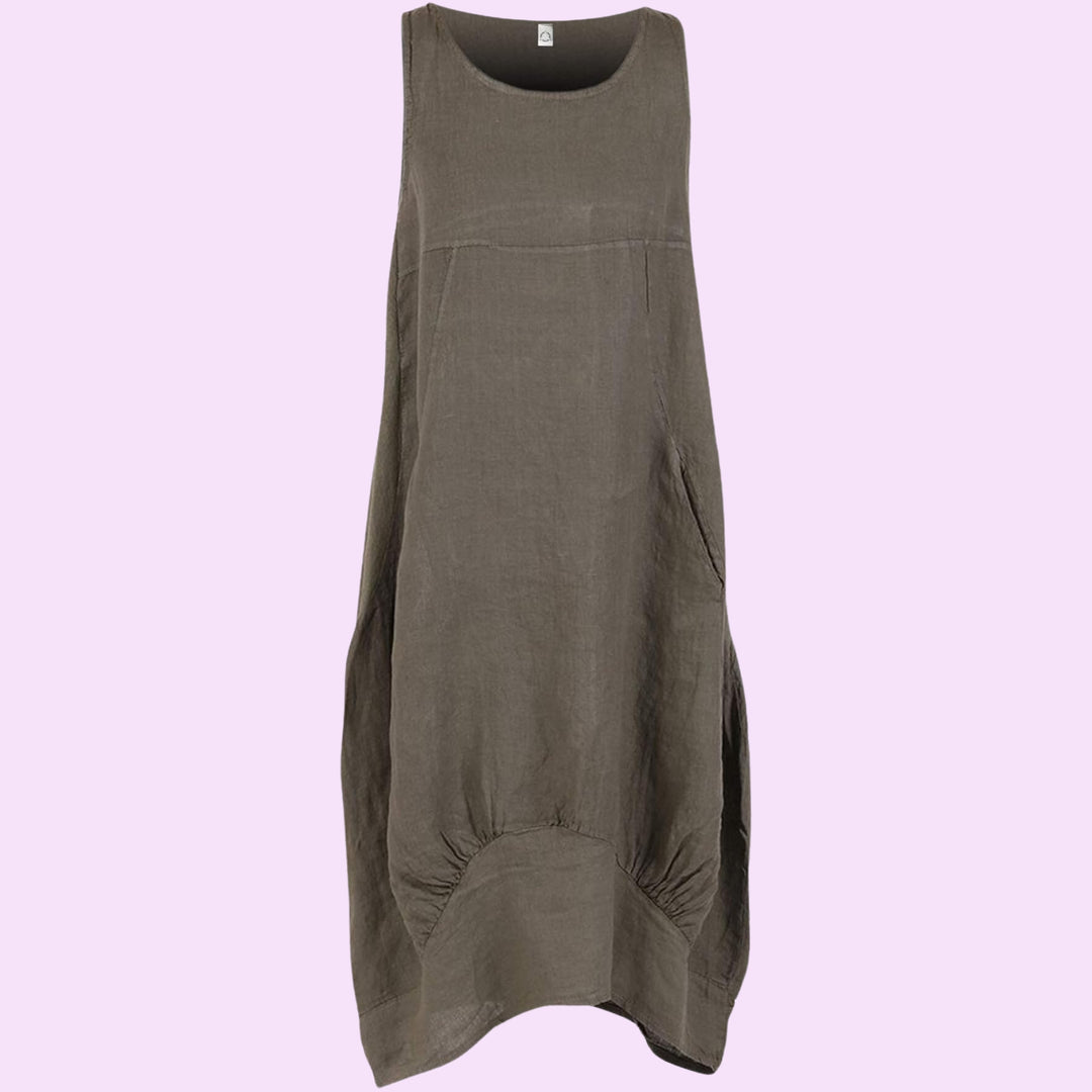 Ladies Italian Sleeveless Linen Dress