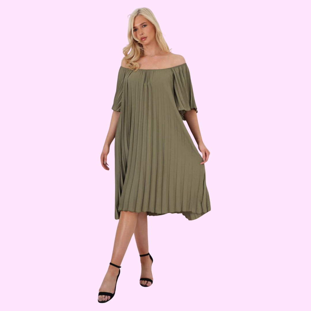 Pleated Off Shoulder dress