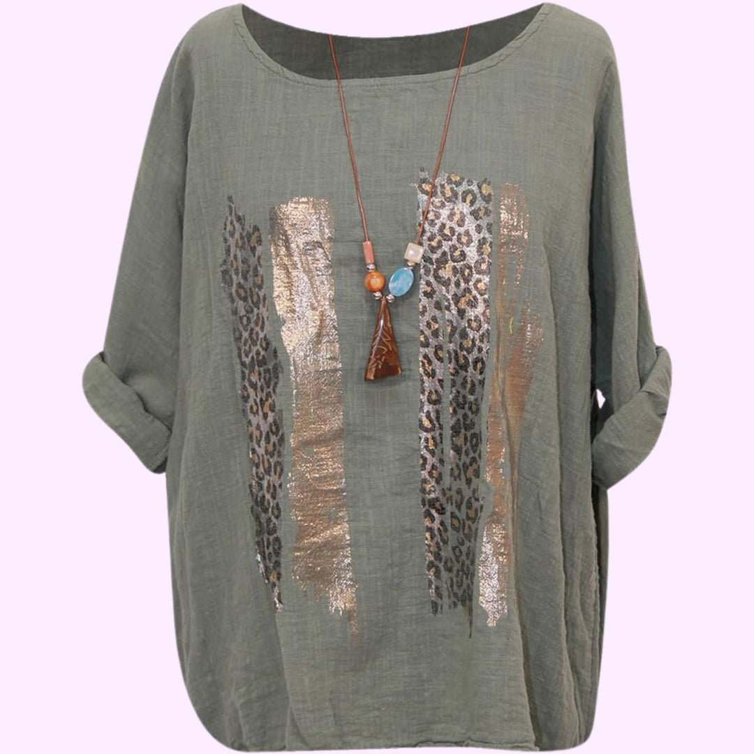 Italian Animal Foil Print Tunic Top