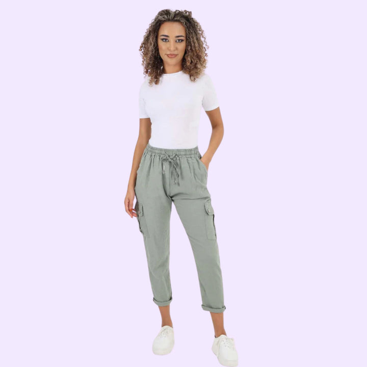 Italian Full Length Linen Cargo Pants