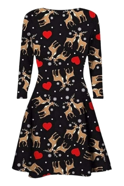 Kissing Reindee & Heart Christmas Dress
