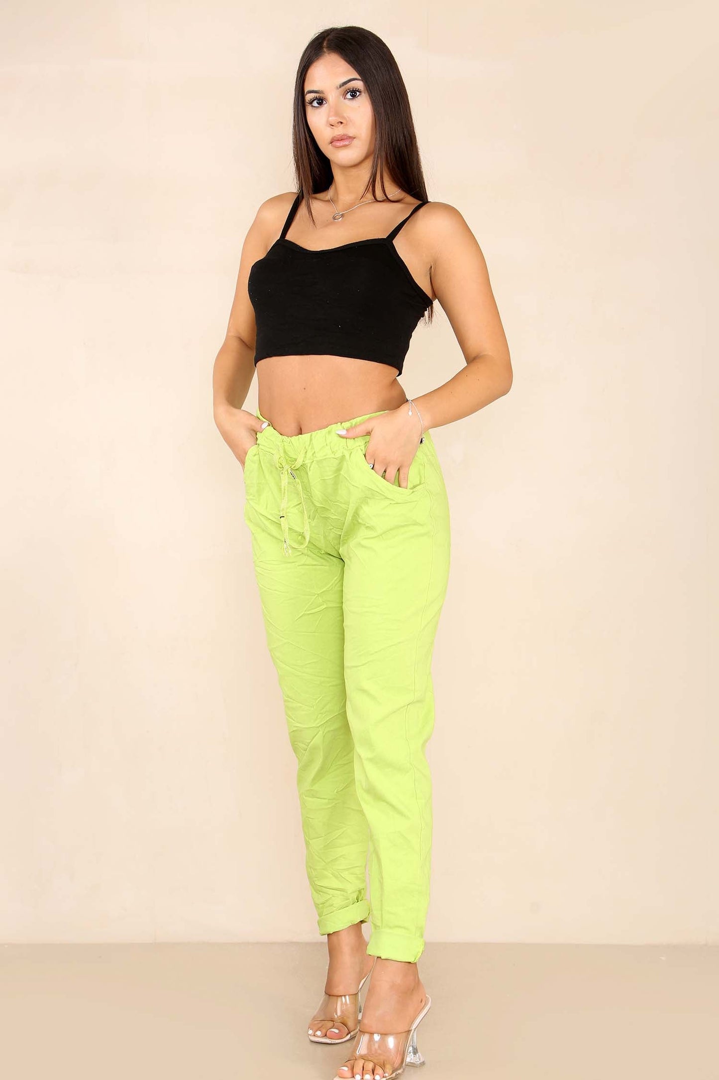 Italian Glitter Drawstring Waistband Magic Pants