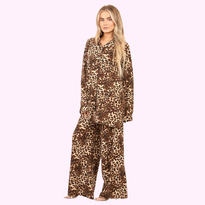 Leopard Print Italian 2 Piece Loungewear Set