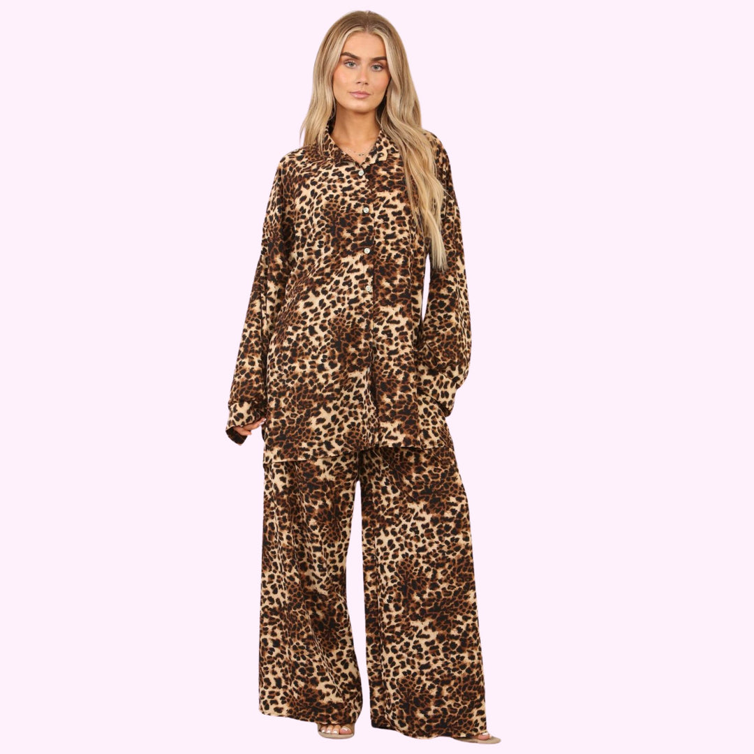 Leopard Print Italian 2 Piece Loungewear Set