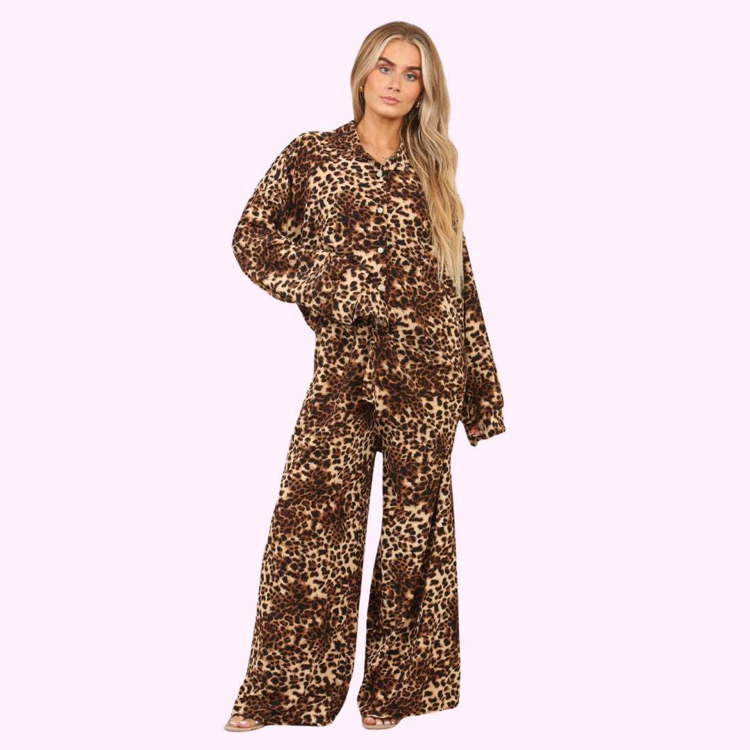 Leopard Print Italian 2 Piece Loungewear Set