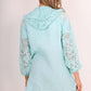 Italian Lace Sleeve Hooded Long Cardigan
