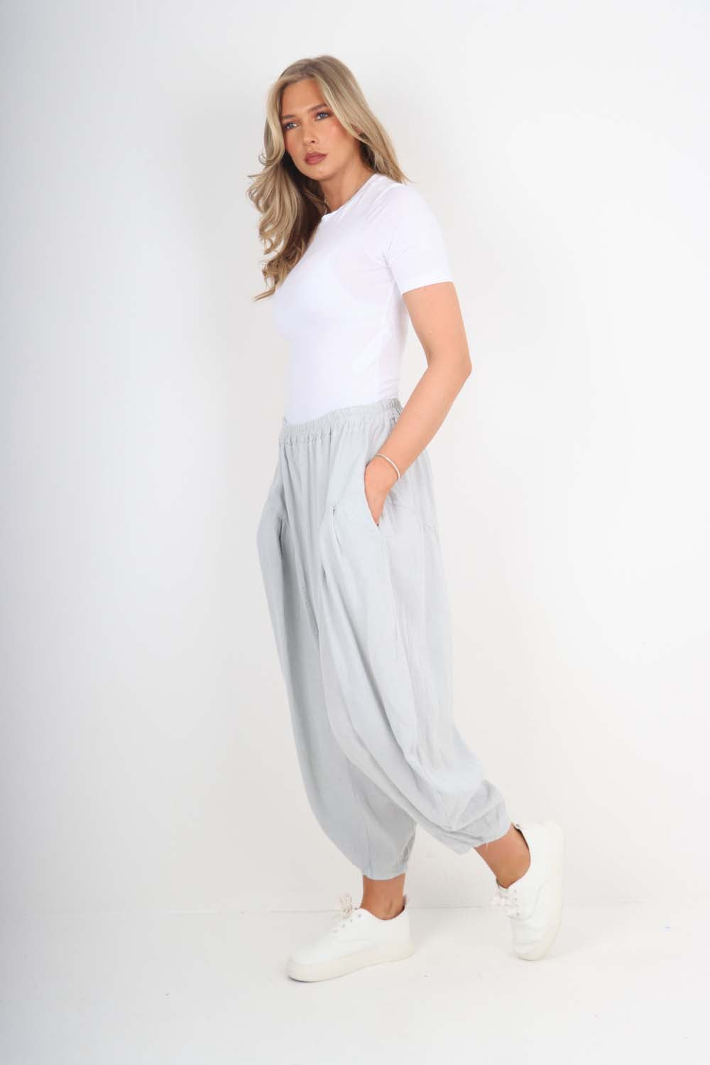 Italian Plain Linen Hareem Pants