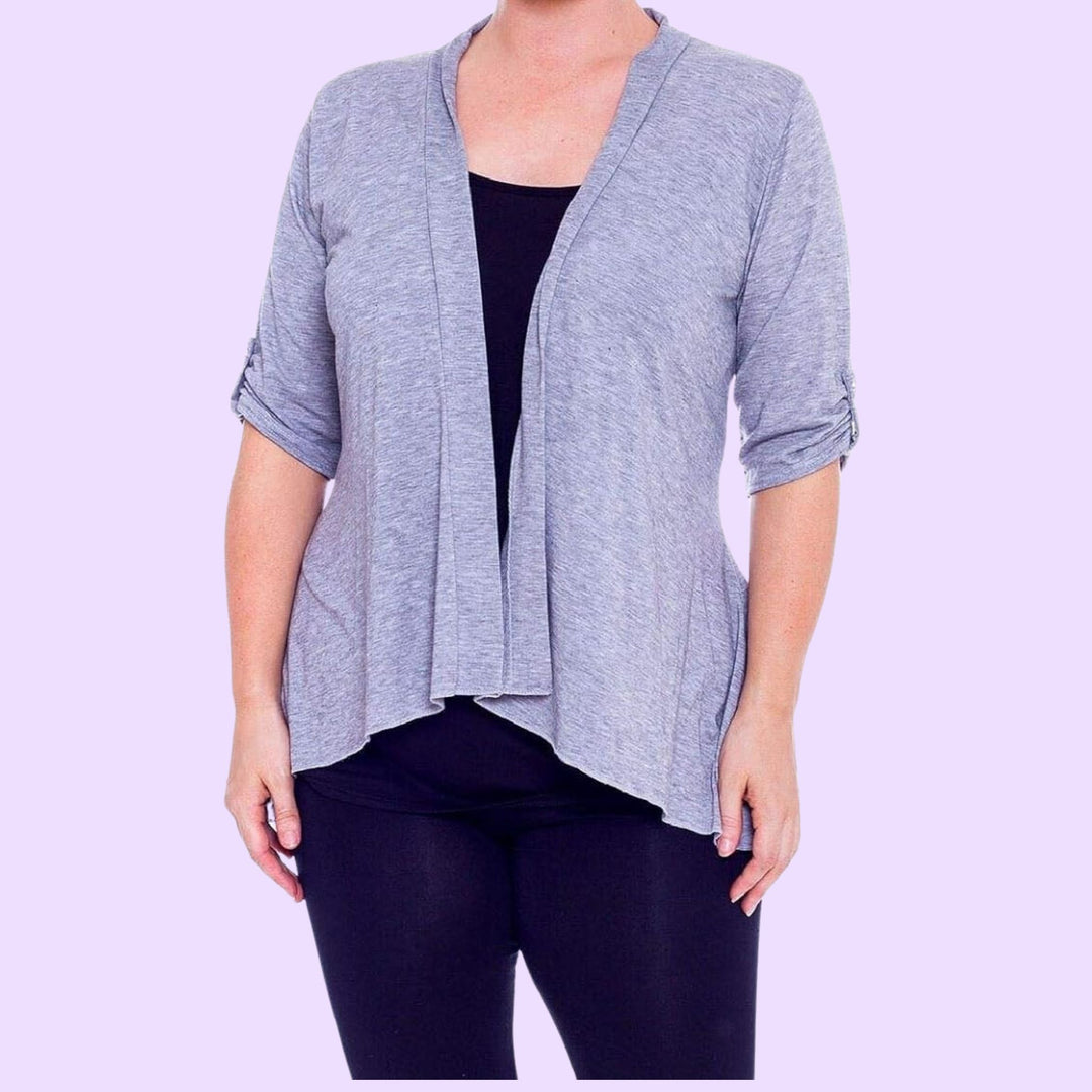 3/4 Sleeve Open Button Cardigan