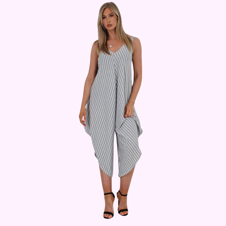 Italian Stripe Pattern Jumpsuit