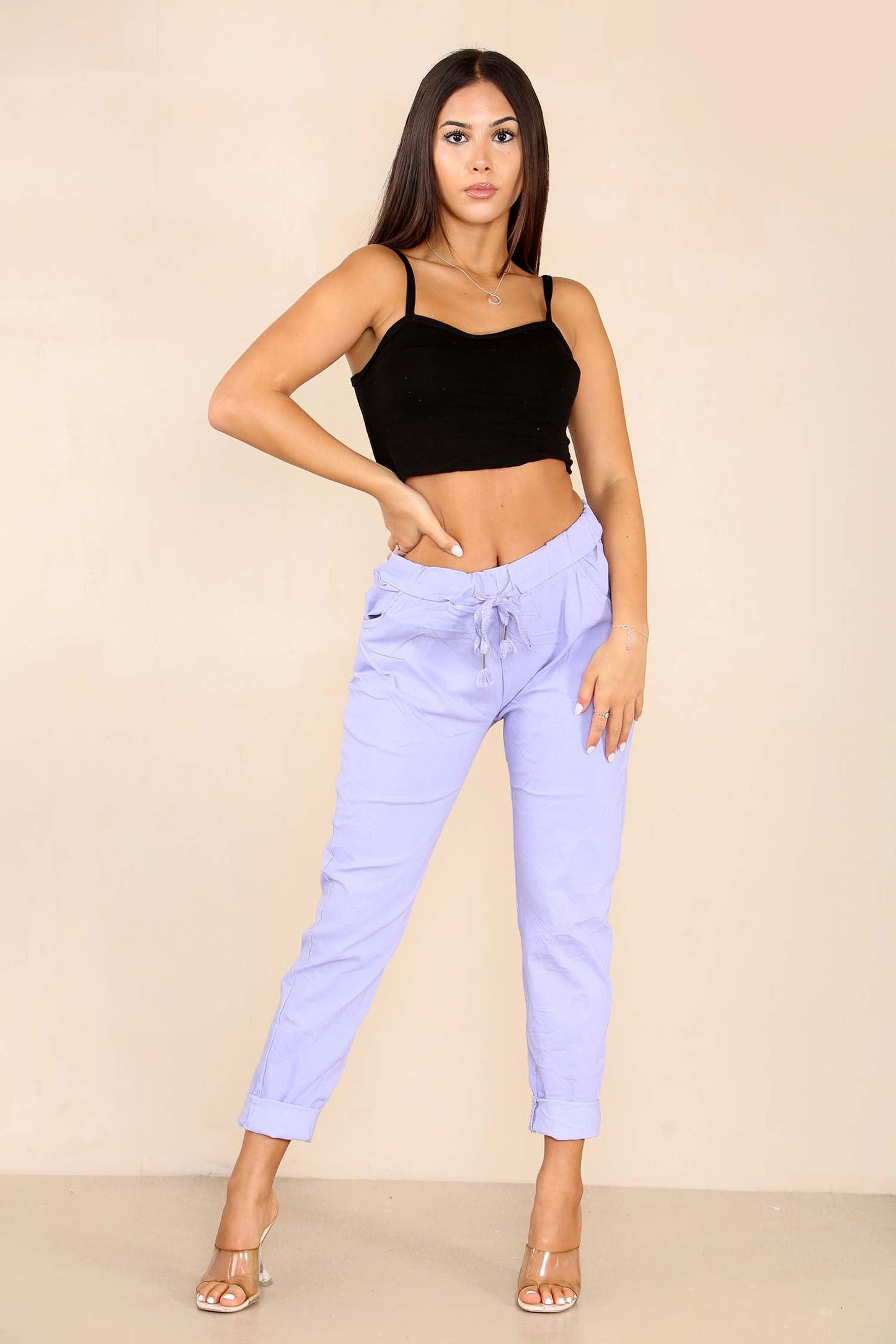 Italian Glitter Drawstring Waistband Magic Pants