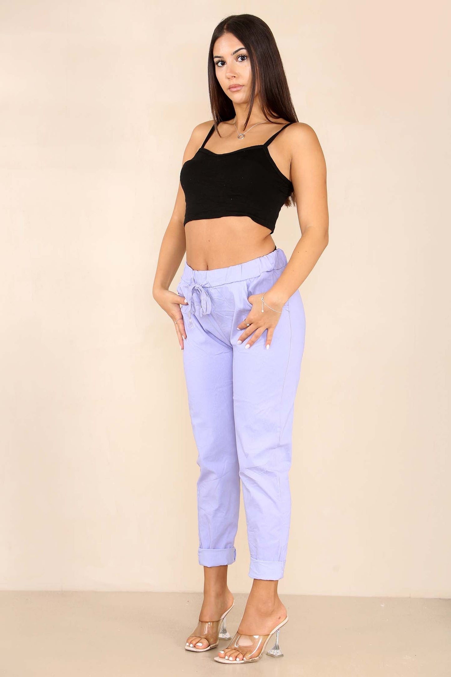 Italian Glitter Drawstring Waistband Magic Pants