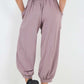 Italian Drawstring Cotton Harem Trousers With Side Pockets
