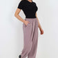 Italian Ruched Hem Cotton Trousers With Side Pockets