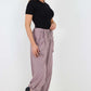 Italian Drawstring Cotton Harem Trousers With Side Pockets