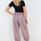 Italian Drawstring Cotton Harem Trousers With Side Pockets