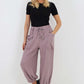 Italian Drawstring Cotton Harem Trousers With Side Pockets