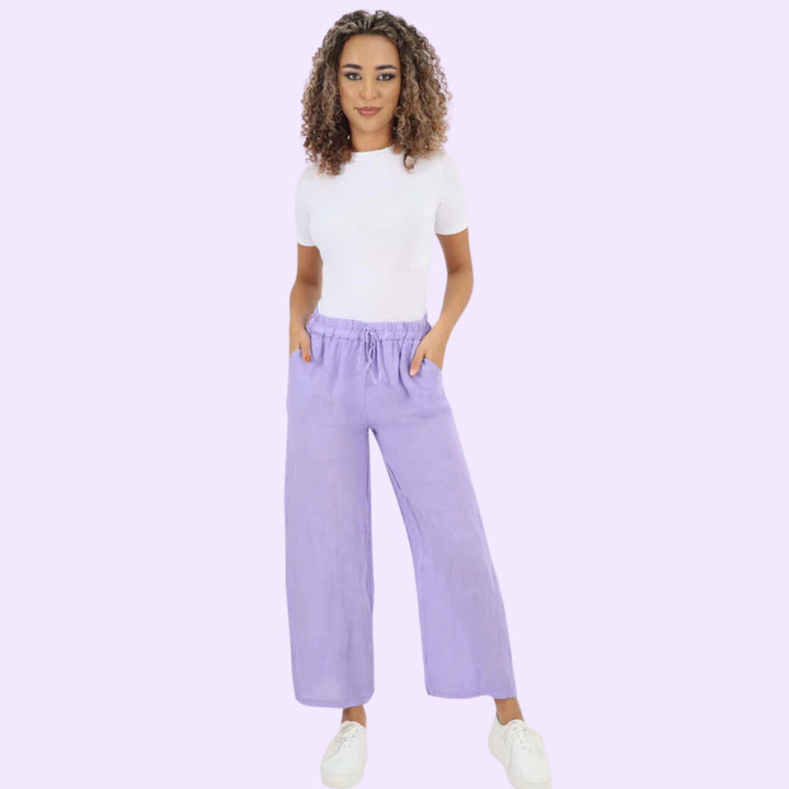 Italian Plain Linen Palazzo Trouser