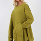 Italian Diagonal Pockets Cotton Tunic Top