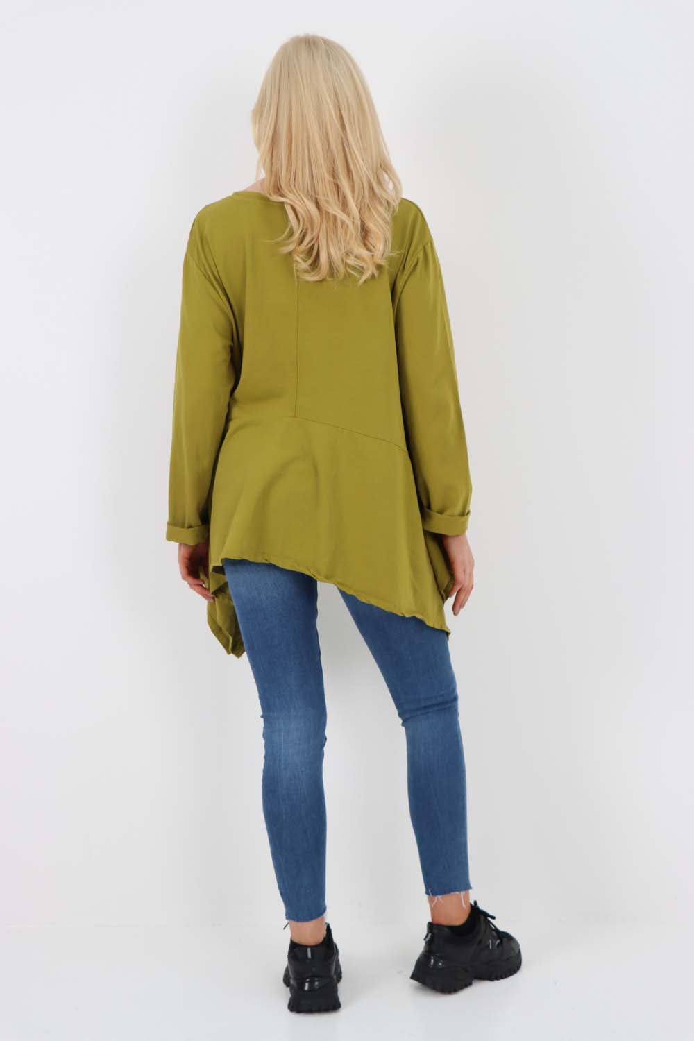 Italian Diagonal Pockets Cotton Tunic Top