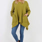 Italian Diagonal Pockets Cotton Tunic Top