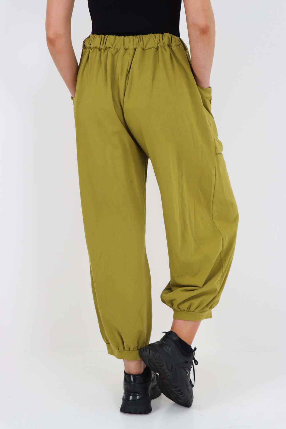 Italian Drawstring Cotton Harem Trousers With Side Pockets