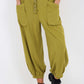 Italian Drawstring Cotton Harem Trousers With Side Pockets