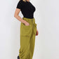 Italian Drawstring Cotton Harem Trousers With Side Pockets