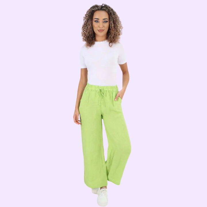 Italian Plain Linen Palazzo Trouser