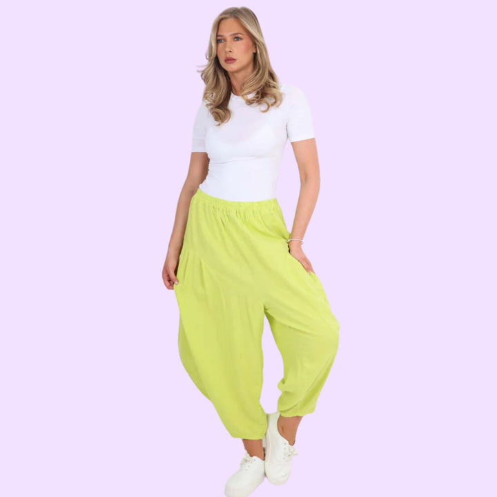 Italian Plain Linen Hareem Pants