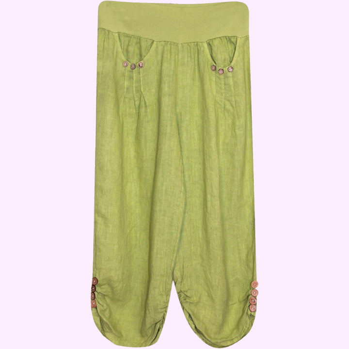 3/4 Length Cropped Linen Trousers