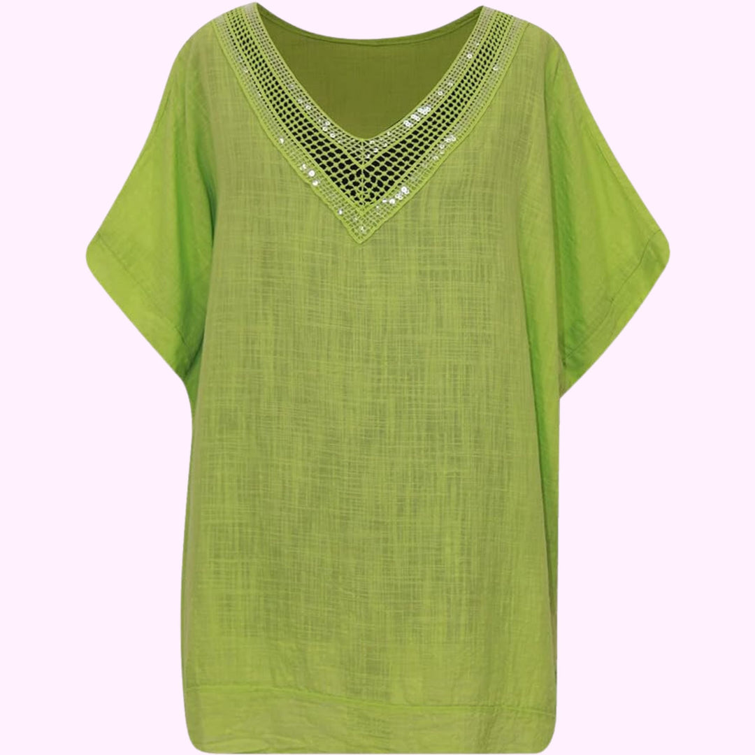 Italian V Neck Sequin lace Tunic