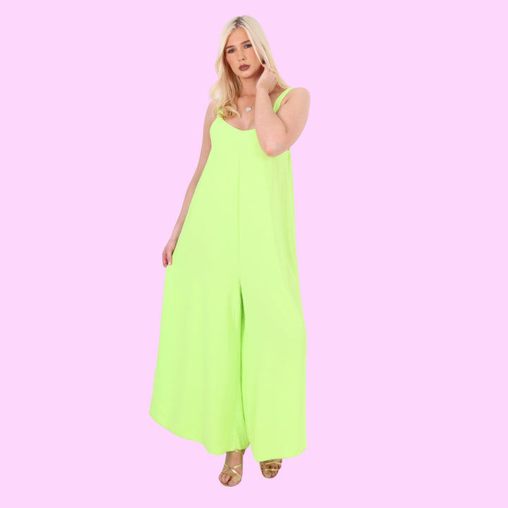 Italian Plain Oversized Sleeveless Jersey Jumpsuit