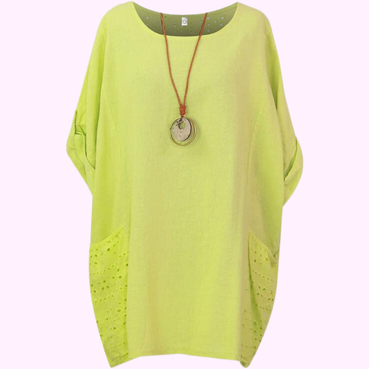 Italian Plain Two Pockets Necklace Top