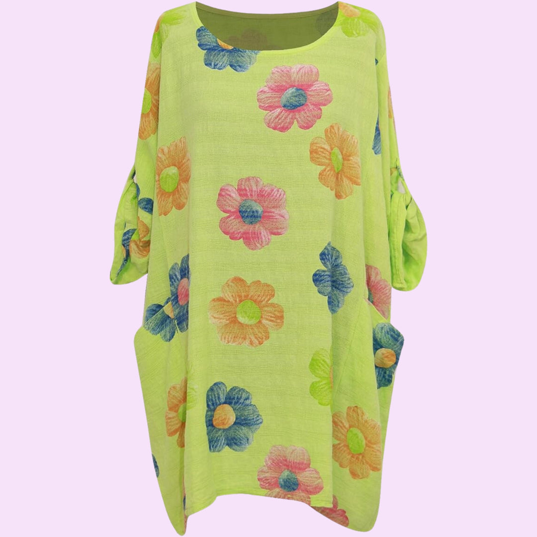 Italian Floral Print Cotton Summer Top