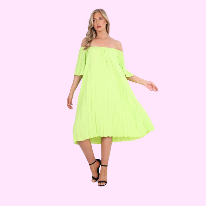 Pleated Off Shoulder dress