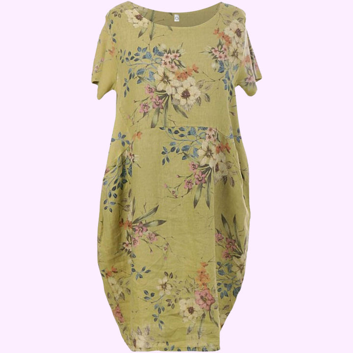 Italian Floral Linen Dress