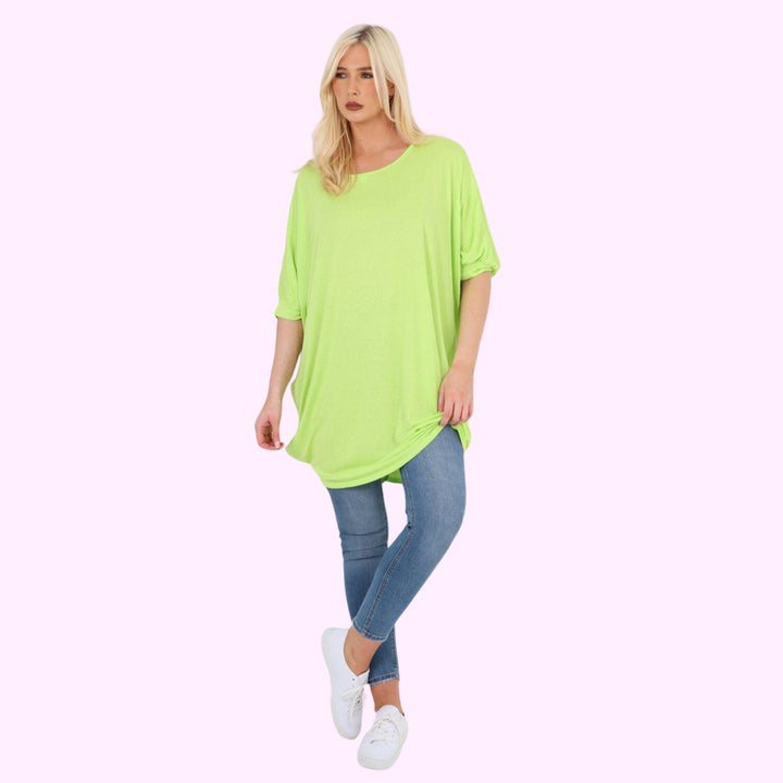 Italian Oversized Plain Batwing Sleeve Top