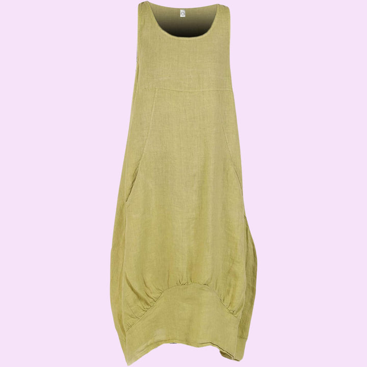 Ladies Italian Sleeveless Linen Dress