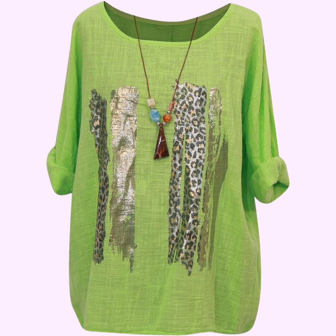 Italian Animal Foil Print Tunic Top