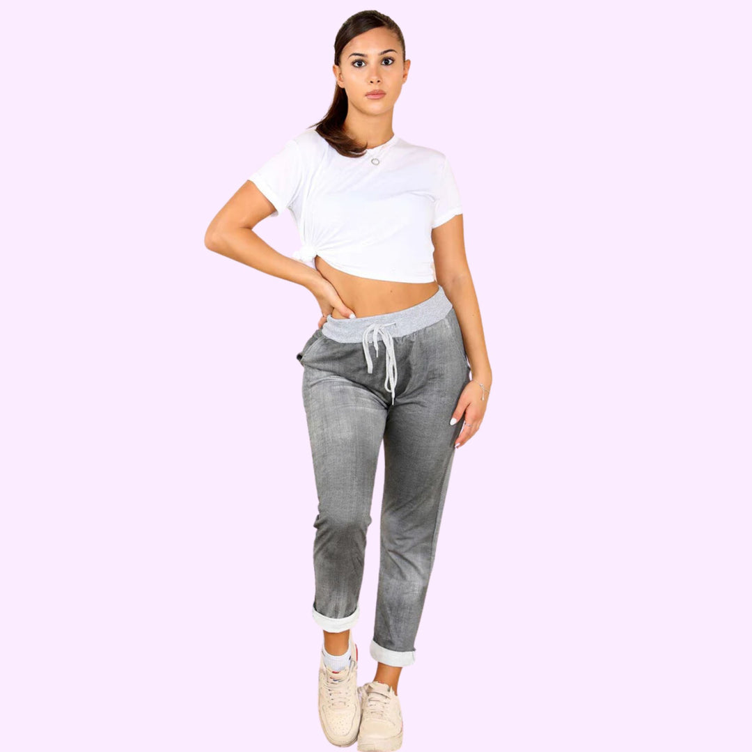 Italian Plain Drawstring Cotton Joggers